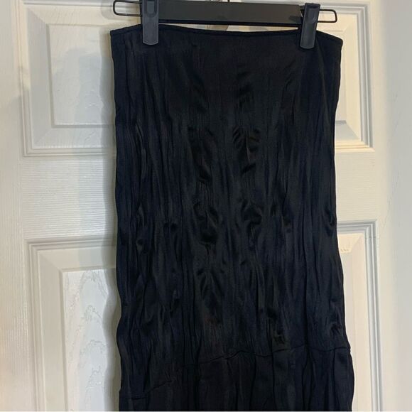 Zara Wrinkled Effect Maxi Skirt with Fringing Black Size Small - Picture 5 of 16